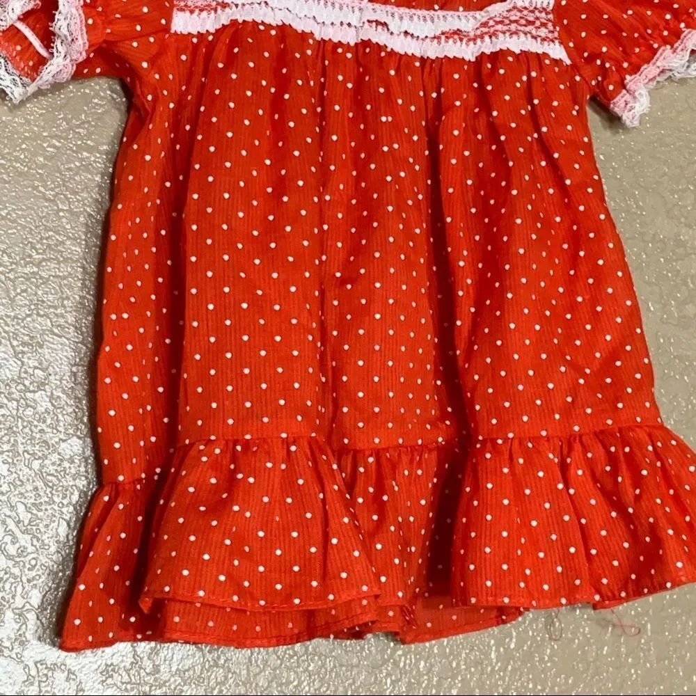 Vintage baby girl red and white polka dot dress‎